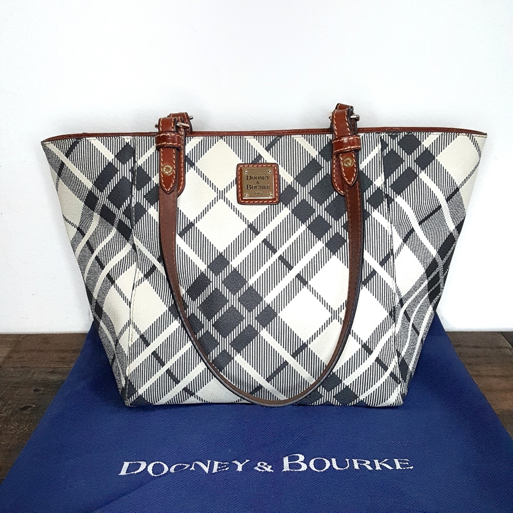 Dooney & Bourke Grey Plaid Tote Bag
